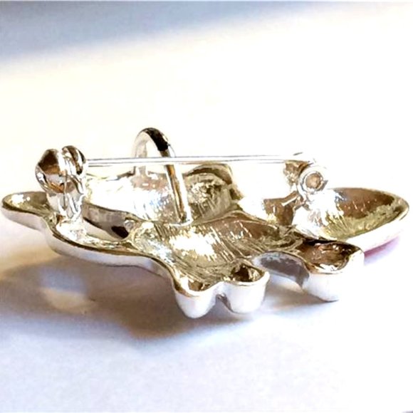 Kitty Cat Pin Brooch Pendant MEOW MEANS LOVE Cat MOM Heart Silver Plated - Picture 8 of 12